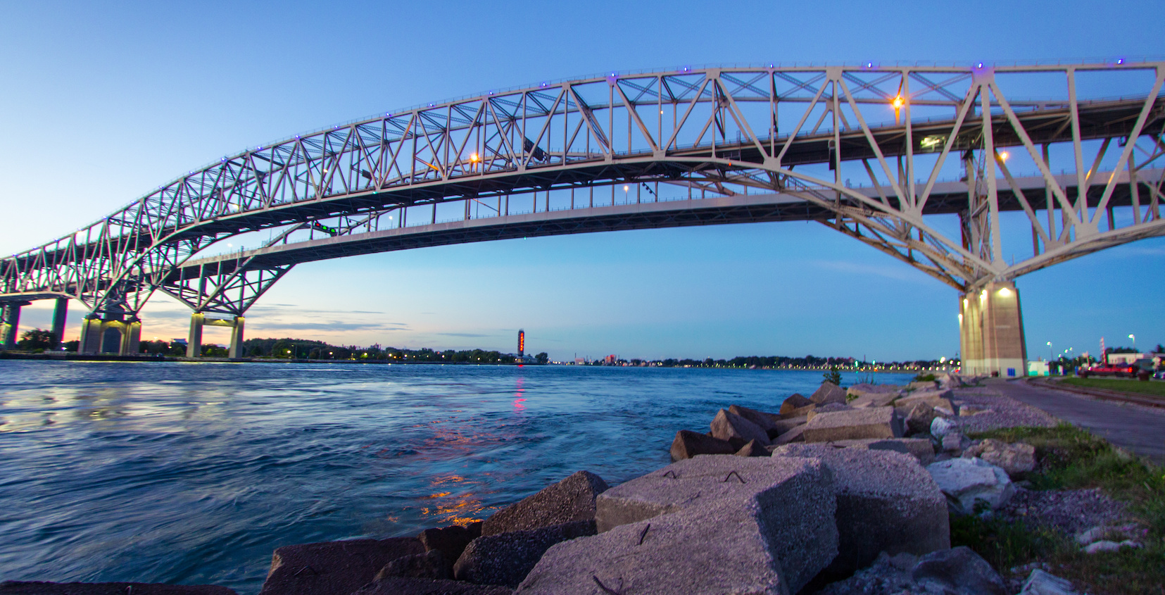 The Blue Water Bridge that separates Canada (Point Edward) and United States (Michigan)