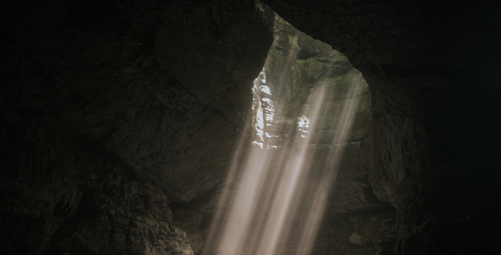 View of a cave from the inside.